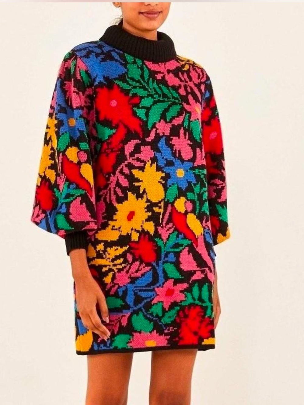 FARM Rio Tropical Garden Sweater Dress Size XS